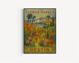 Destin Flower Market Poster, Wall Decor, Florida Floral Illustration, Botanical Gallery Wall Art, Gift For Friend, Travel Poster, Modern