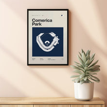 Detroit Ballpark Poster, Comerica Park Stadium Print, Mid Century Modern Baseball Poste-7LC0NZ