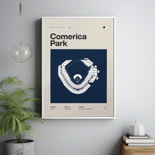 Detroit Ballpark Poster, Comerica Park Stadium Print, Mid Century Modern Baseball Poste-7LC0NZ
