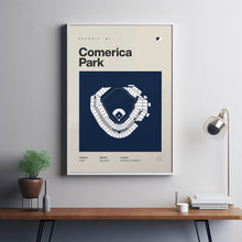 Detroit Ballpark Poster, Comerica Park Stadium Print, Mid Century Modern Baseball Poste-7LC0NZ
