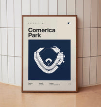 Detroit Ballpark Poster, Comerica Park Stadium Print, Mid Century Modern Baseball Poste-7LC0NZ