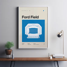 Detroit Lions Poster, Ford Field Stadium Print, Mid Century Modern Football Poster, Spo-81AUNC