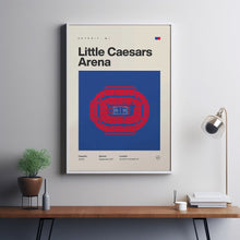 Detroit Pistons Poster, Little Caesars Arena, NBA Print, Mid Century Modern Basketball-17SXNM
