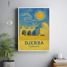 Djerba Poster Print, Djerba Travel Poster, Djerba Van Gogh Style Wall Art, Djerba, Tunisia