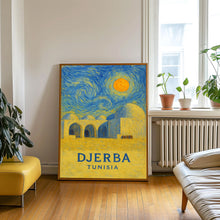 Djerba Poster Print, Djerba Travel Poster, Djerba Van Gogh Style Wall Art, Djerba, Tunisia