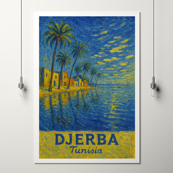 Djerba Travel Print Wall Art, Djerba - Tunisia City Print, Djerba Travel Gift, Djerba City Poster, Van Gogh style Travel Gift, Wall Art