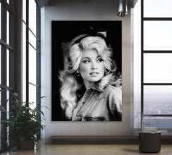 Dolly Parton Retro Canvas Print, Black and White Famous Iconic Country Music Singer Poster, Retro Vintage Photography Canvas 1818990468
