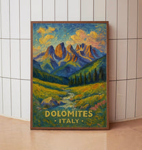 Dolomites Italy Vintage Poster_ Mountain Landscape with Alpine Stream _ Retro Wall Art for Nature Lovers - Dolomites Wall art
