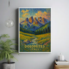 Dolomites Italy Vintage Poster_ Mountain Landscape with Alpine Stream _ Retro Wall Art for Nature Lovers - Dolomites Wall art