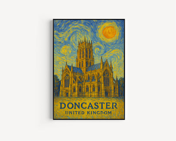 Doncaster Poster Print, Doncaster Travel Poster, Doncaster Van Gogh Style Wall Art, Doncaster, United Kingdom