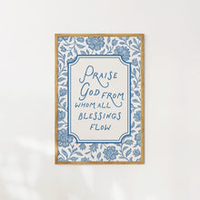 Doxology Print Blue Floral Christian Hymn Wall Art (JPG Digital Download 4320220522 5712