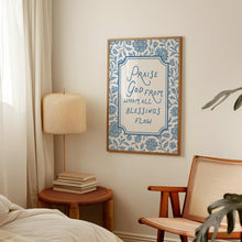Doxology Print Blue Floral Christian Hymn Wall Art (JPG Digital Download 4320220522