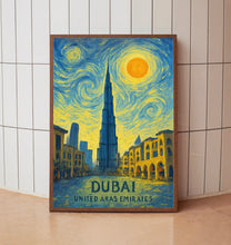 Dubai Poster Print, Dubai Travel Poster, Dubai Van Gogh Style Wall Art, Dubai, United Arab Emirates