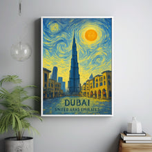 Dubai Poster Print, Dubai Travel Poster, Dubai Van Gogh Style Wall Art, Dubai, United Arab Emirates