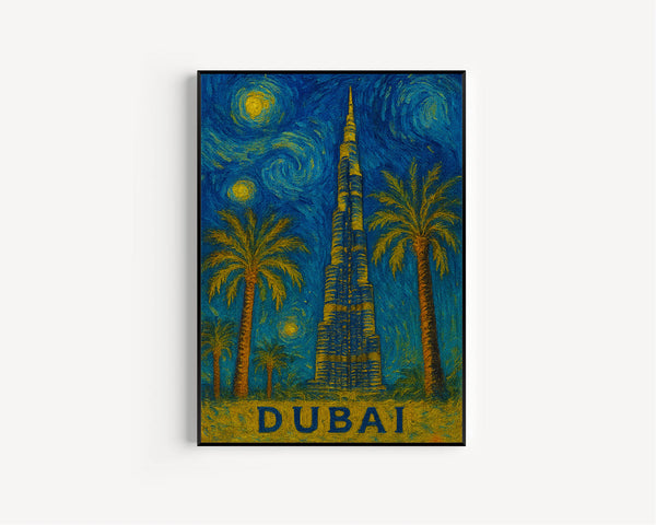 Dubai Travel Print, Dubai Poster, Unique Wallart Decor, Dubai Black and White Coordinates Home Decor, Burj Khalfia Wallart