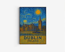 Dublin Poster Print, Dublin Travel Poster, Dublin Van Gogh Style Wall Art, Dublin, Ireland