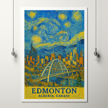 Edmonton Print No 1, Edmonton Photo Poster, Edmonton Travel Wall Art, Edmonton Map Print, Edmonton Van Gogh Style Print, Alberta, Canada
