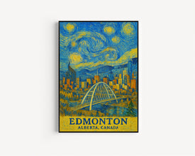 Edmonton Print No 1, Edmonton Photo Poster, Edmonton Travel Wall Art, Edmonton Map Print, Edmonton Van Gogh Style Print, Alberta, Canada