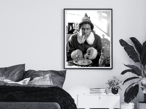 Elf Buddy Eating Spaghetti Poster, Black and White, Funny Christmas Movie, Trendy Kitchen Wall Art, Breakfast Spaghetti Elf Funny Christmas 1822683967
