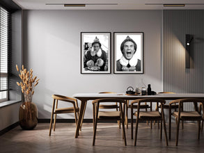 Elf Buddy Eating Spaghetti Poster, Black and White, Funny Christmas Movie, Trendy Kitchen Wall Art, Breakfast Spaghetti Elf Funny Christmas 1822683967