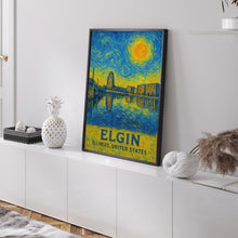 Elgin Poster Print, Elgin Travel Poster, Elgin Van Gogh Style Wall Art, Elgin, Illinois, United States