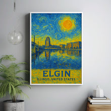Elgin Poster Print, Elgin Travel Poster, Elgin Van Gogh Style Wall Art, Elgin, Illinois, United States