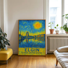 Elgin Poster Print, Elgin Travel Poster, Elgin Van Gogh Style Wall Art, Elgin, Illinois, United States