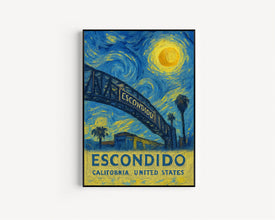 Escondido Poster Print, Escondido Travel Poster, Escondido Van Gogh Style Wall Art, Escondido, California, United States