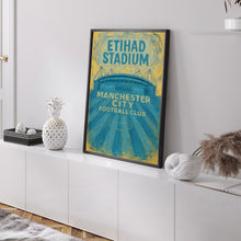Etihad Stadium Manchester City Digital Print – Modern Blue Football Poster  Man City Wall Art for Fans