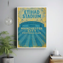 Etihad Stadium Manchester City Digital Print – Modern Blue Football Poster  Man City Wall Art for Fans