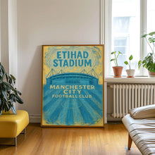 Etihad Stadium Manchester City Digital Print – Modern Blue Football Poster  Man City Wall Art for Fans