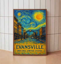 Evansville Poster Print, Evansville Travel Poster, Evansville Van Gogh Style Wall Art, Evansville, Indiana, United States