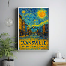 Evansville Poster Print, Evansville Travel Poster, Evansville Van Gogh Style Wall Art, Evansville, Indiana, United States