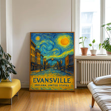 Evansville Poster Print, Evansville Travel Poster, Evansville Van Gogh Style Wall Art, Evansville, Indiana, United States