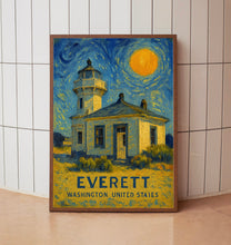 Everett Poster Print, Everett Travel Poster, Everett Van Gogh Style Wall Art, Everett, Washington, United States