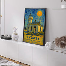 Everett Poster Print, Everett Travel Poster, Everett Van Gogh Style Wall Art, Everett, Washington, United States