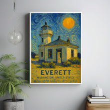 Everett Poster Print, Everett Travel Poster, Everett Van Gogh Style Wall Art, Everett, Washington, United States