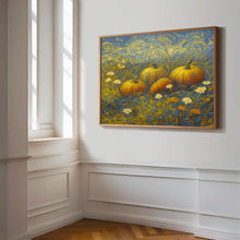 Fall Pumpkin Wildflower Wall Art, Printable Fall Wall Art Painting Autumn Pumpkin Picture