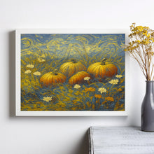Fall Pumpkin Wildflower Wall Art, Printable Fall Wall Art Painting Autumn Pumpkin Picture
