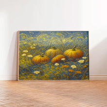 Fall Pumpkin Wildflower Wall Art, Printable Fall Wall Art Painting Autumn Pumpkin Picture