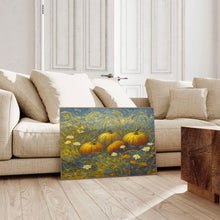 Fall Pumpkin Wildflower Wall Art, Printable Fall Wall Art Painting Autumn Pumpkin Picture