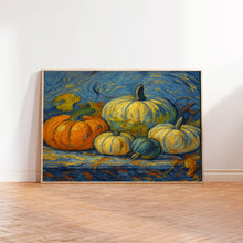 Fall Still Life Pumpkin Art, Vintage Fall Art Pumpkin Painting Moody Fall Orange and White Pumpkin