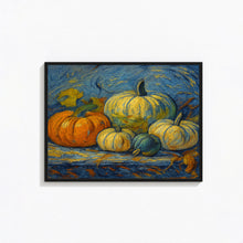 Fall Still Life Pumpkin Art, Vintage Fall Art Pumpkin Painting Moody Fall Orange and White Pumpkin