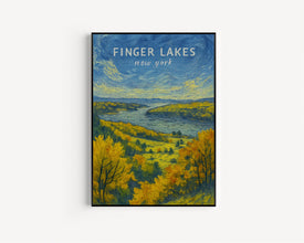 Finger Lakes New York Travel Poster, Finger Lakes Lake Ontario, Travel Wall Art, Personalized Travel Gifts, Custom Traveler Poster