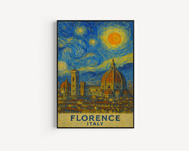 Florence Poster Print, Florence Travel Poster, Florence Van Gogh Style Wall Art, Florence, Italy