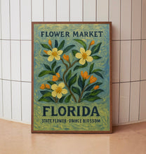 Florida State Flower Art Print, 1960s Orange Blossom Wall Art, Neutral Botanical Pastel Artwork, Florida Flower