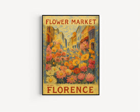 Flower Market Florence Print, Italy Travel Art, Large Modern Poster, Botanical Wall Art, Pink Flowers, Trendy Wall Art, Floral Illustration