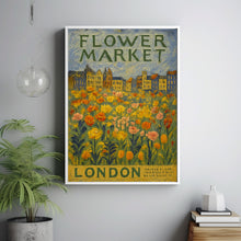 Flower Market London Print, London Travel Art, Large Modern Poster, Botanical Wall Art, Green Wall Art, Trendy Wall Art, Floral Illustration