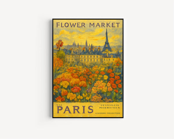 Flower Market Paris Print, France Travel Art, Trendy Wall Art, Botanical Wall Art, Purple Art, Pink Peony, Purple Rose, Floral Illustration