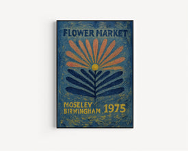 Flower Market Print - Moseley Birmingham, Colourful Retro Art, Groovy Floral, 1970s 1960s, Bright Abstract, Hippie Flowers, On Trend Poster